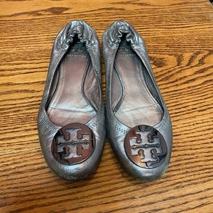 Tory Burch Silver Reva Flats